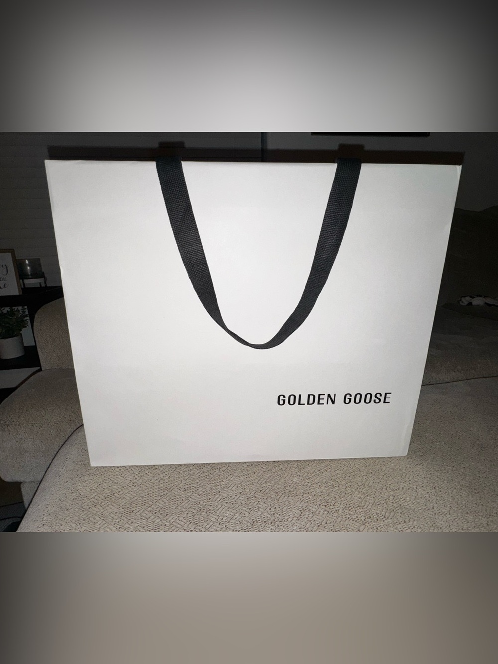 Golden Goose White and Black Tote Shopping Bag- Large Size